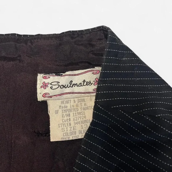 Y2K Pinstriped Midi Pencil Skirt Size 13 Office Siren Preppy Academia - Picture 4 of 5